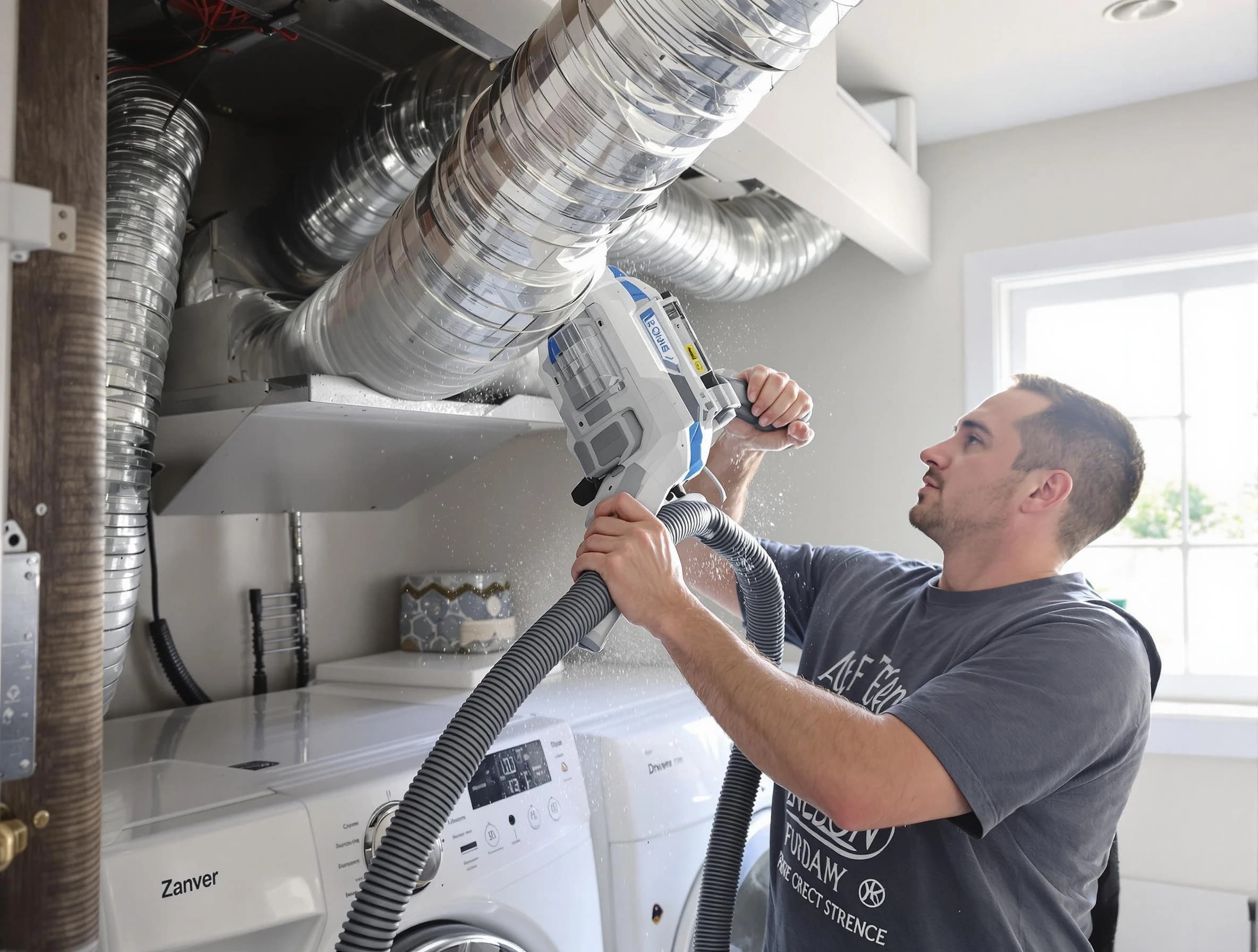 Redan Dryer Vent Cleaning specialist cleaning deep within a dryer vent duct system in Redan