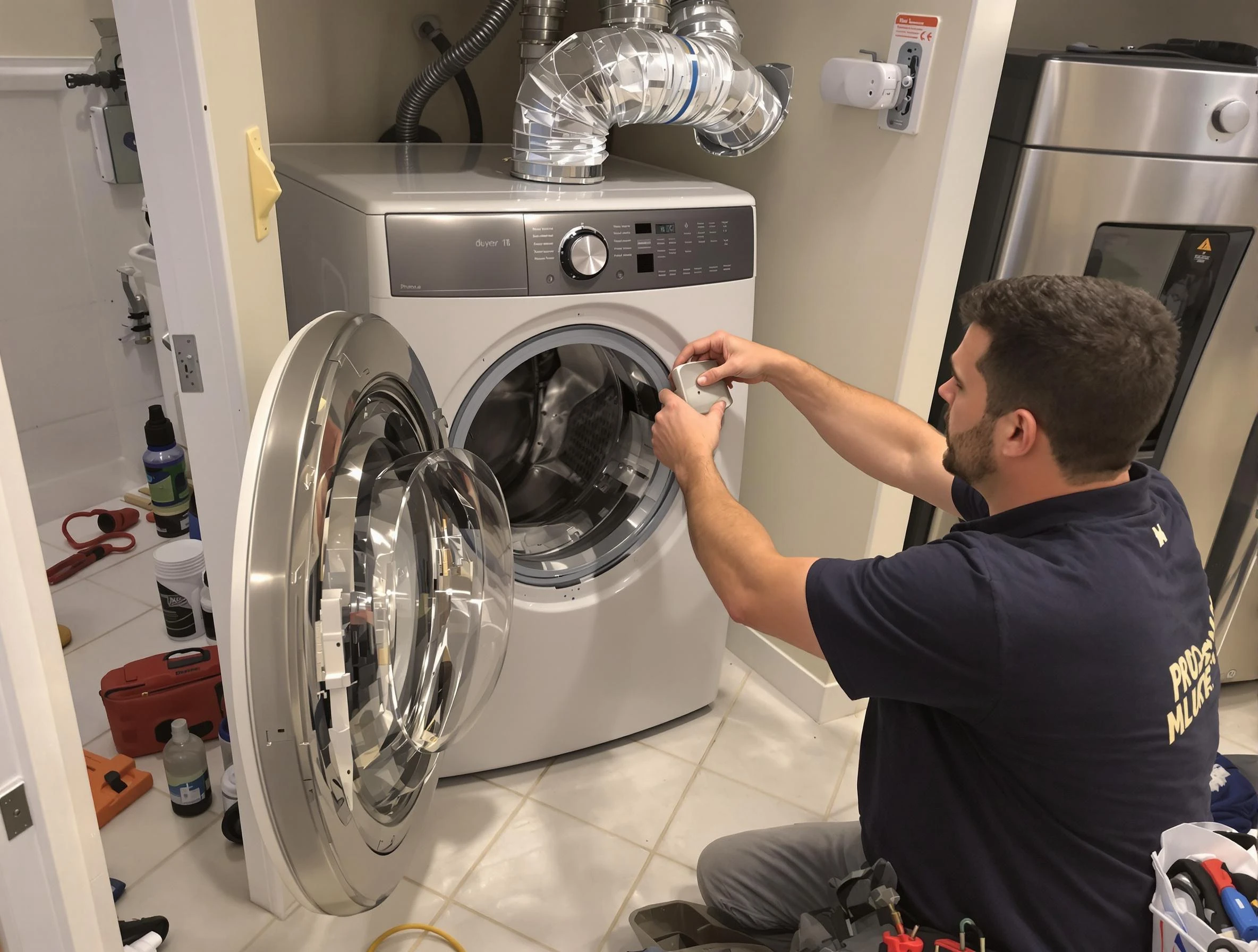 Redan Dryer Vent Cleaning technician performing precise dryer vent hose installation in Redan